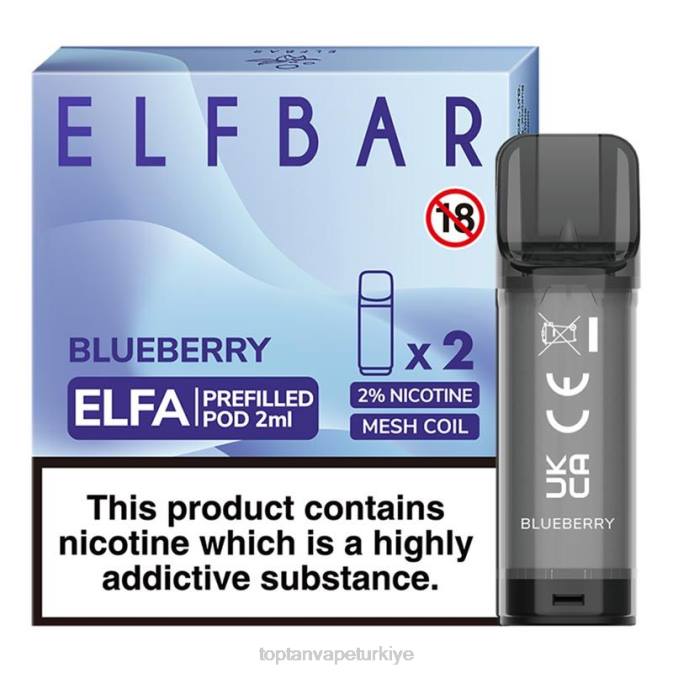 Türkiye Vape fiyatları - Yabanmersini 86VR316 ELFBAR Elfa önceden doldurulmuş kapsül - 2ml - 20mg (2 paket)