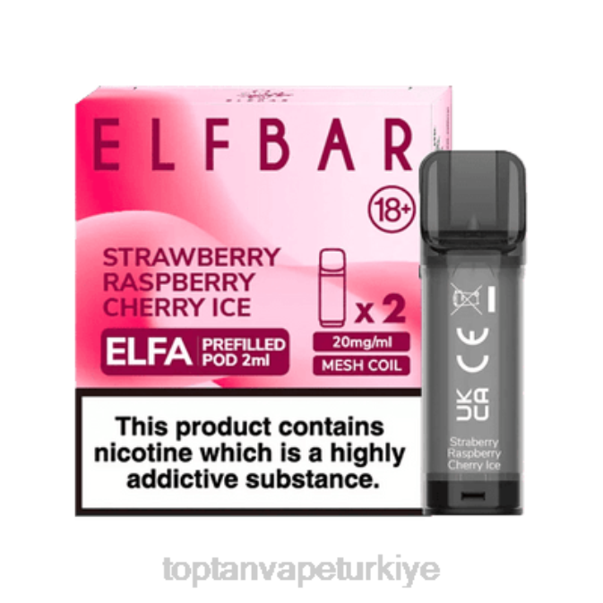 Türkiye Vape fiyatları - çilek ahududu kiraz buz 86VR336 ELFBAR Elfa önceden doldurulmuş kapsül - 2ml - 20mg (2 paket)