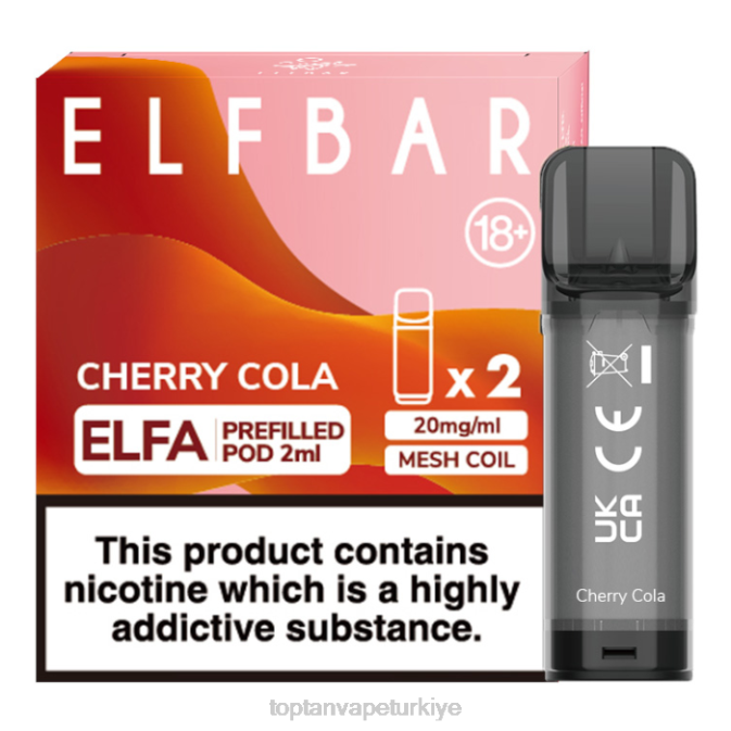 elektronik sigara toptan fiyatı - kiraz kola 86VR322 ELFBAR Elfa önceden doldurulmuş kapsül - 2ml - 20mg (2 paket)