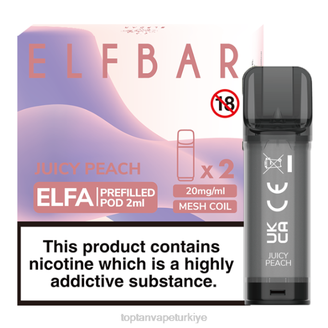 elektronik sigara toptan fiyatı - sulu şeftali 86VR332 ELFBAR Elfa önceden doldurulmuş kapsül - 2ml - 20mg (2 paket)