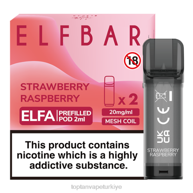 elektronik sigara toptan - çilek ahududu 86VR321 ELFBAR Elfa önceden doldurulmuş kapsül - 2ml - 20mg (2 paket)