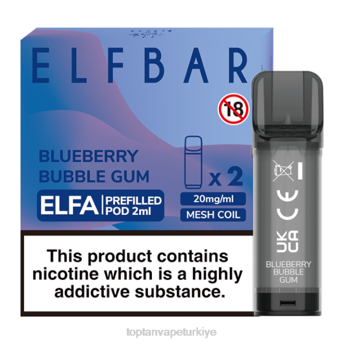 elektronik sigara toptan satış - yaban mersinli sakız 86VR333 ELFBAR Elfa önceden doldurulmuş kapsül - 2ml - 20mg (2 paket)