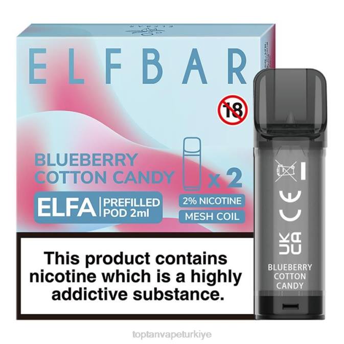 elektronik sigara toptan - yaban mersinli pamuk şekeri 86VR331 ELFBAR Elfa önceden doldurulmuş kapsül - 2ml - 20mg (2 paket)