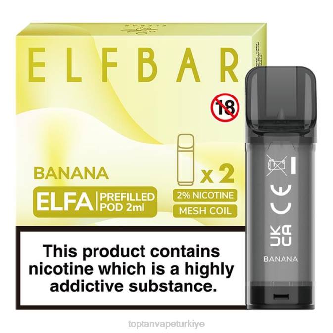 toptan Vape Türkiye - muz 86VR315 ELFBAR Elfa önceden doldurulmuş kapsül - 2ml - 20mg (2 paket)