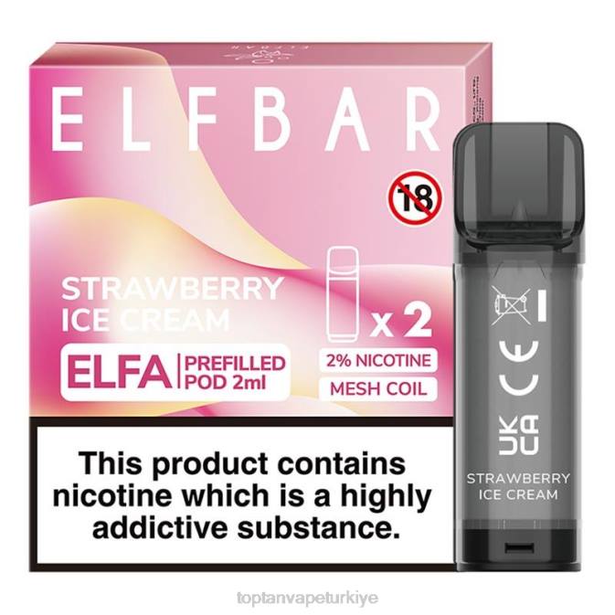 toptan Vape - Çilekli dondurma 86VR324 ELFBAR Elfa önceden doldurulmuş kapsül - 2ml - 20mg (2 paket)