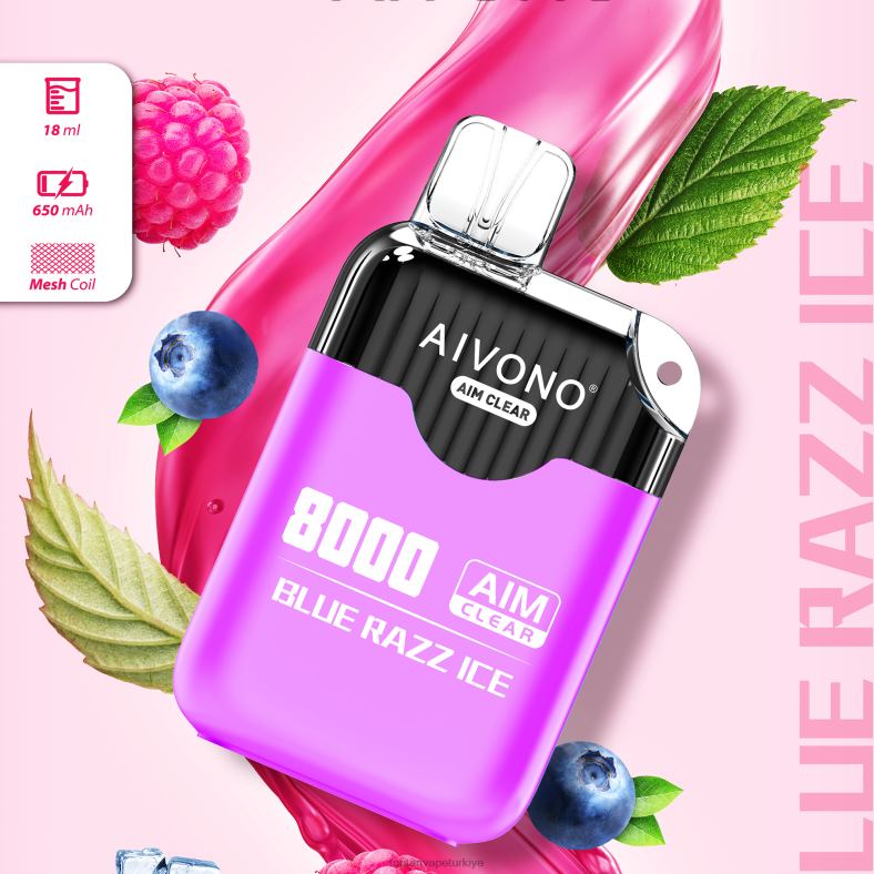 Aivono AIM CLEAR 8000 mavi razz buz - 8826J202 Elektronik Sigara Toptan Satış