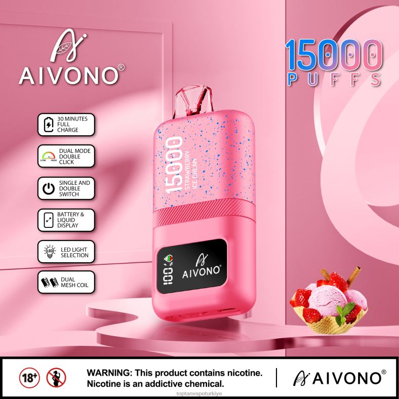 Aivono AIM magic 15000 çilekli dondurma - 8826J66 Elektronik Sigara Toptan Satış