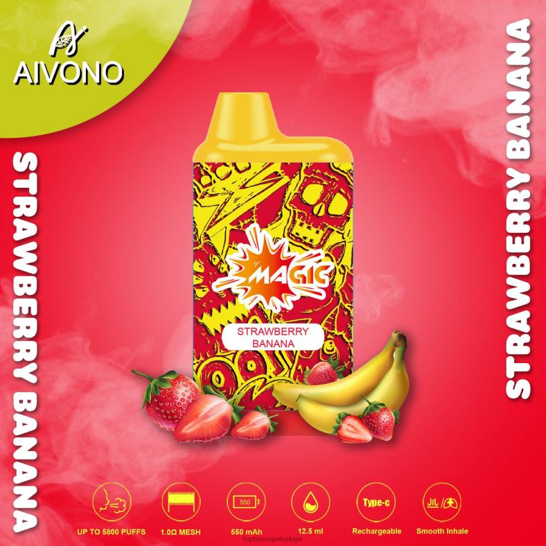 Aivono AIM MAGIC 5800 ağız kutusu sigarası çilek muz - 8826J93 Vape Türkiye Satış