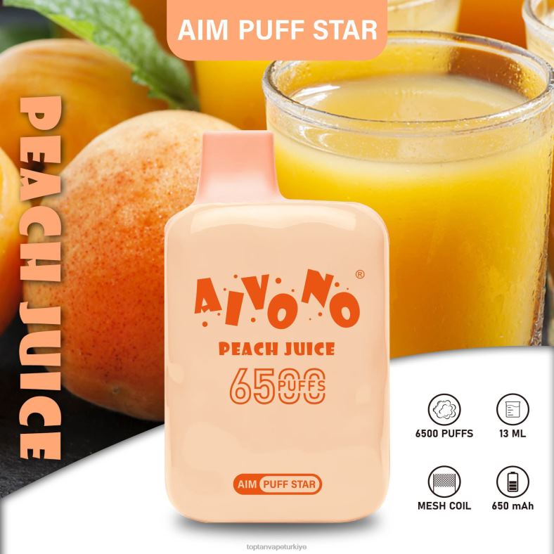 Aivono AIM PUFF STAR 6500 şeftali suyu - 8826J289 Toptan Vape Türkiye