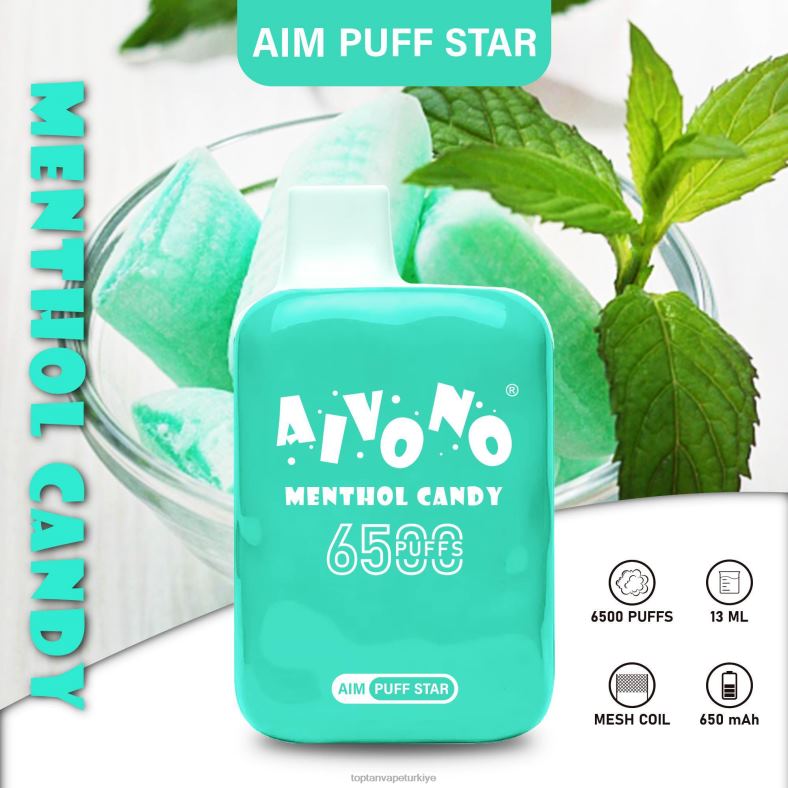 Aivono AIM PUFF STAR 6500 mentol şekeri - 8826J295 Türkiye Vape Fiyatları