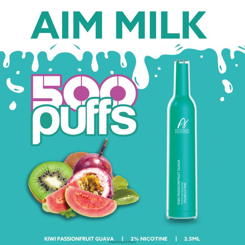 Aivono AIM MILK 500 kivi çarkıfelek meyvesi guava - 8826J272 Vape Türkiye