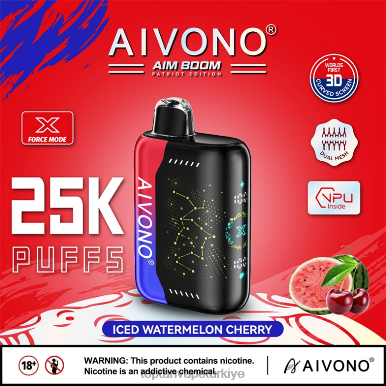 Aivono AIM BOOM 25000 buzlu karpuz kiraz - 8826J347 Vape Toptan Satış