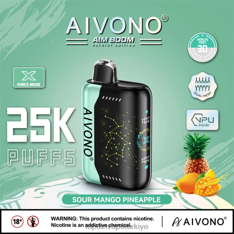 Aivono AIM BOOM 25000 ekşi mango ananas - 8826J351 Türkiye Vape Fiyatları