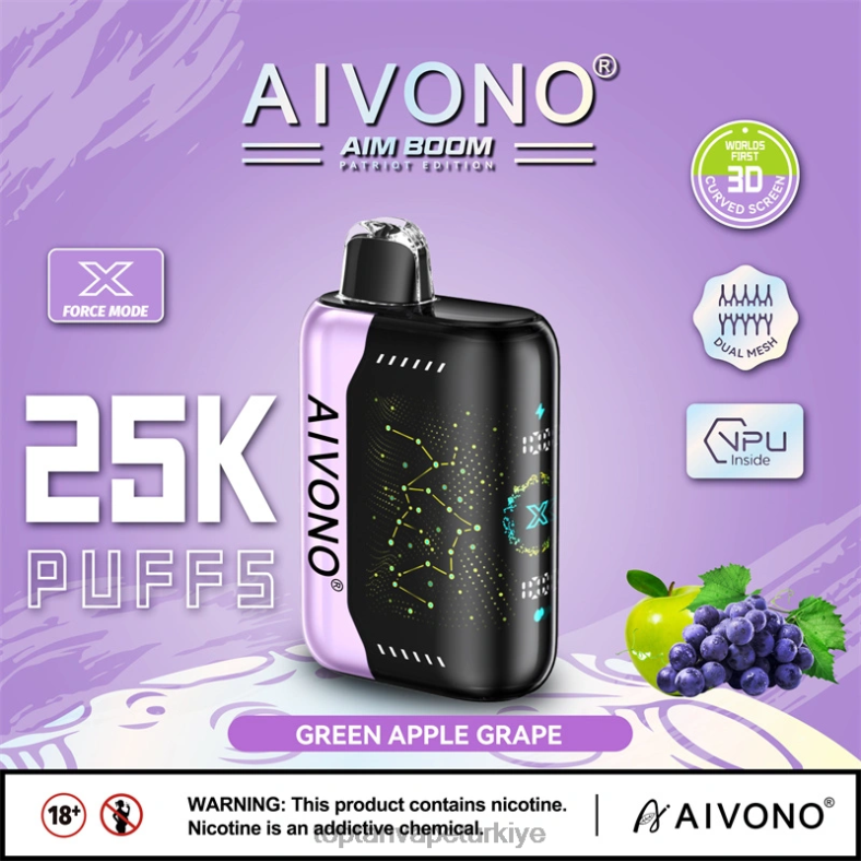 Aivono AIM BOOM 25000 yeşil elma üzüm - 8826J346 Elektronik Sigara Toptan Satış