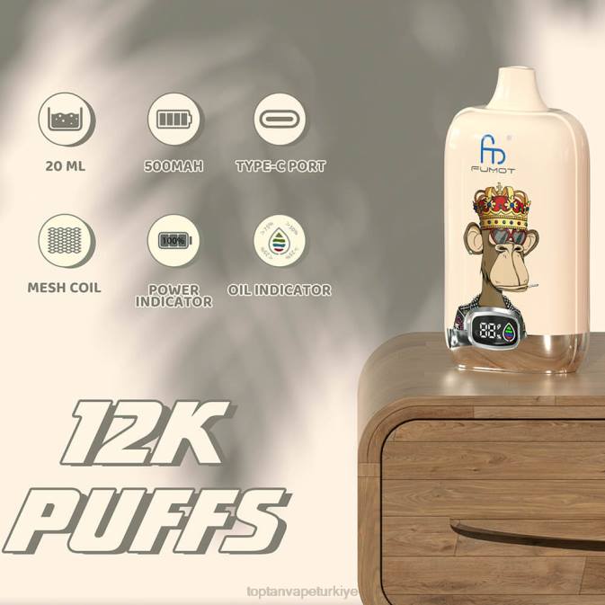 toptan Vape - tek kullanımlık 86VR4 Fumot Tornado Digital Box 12000
