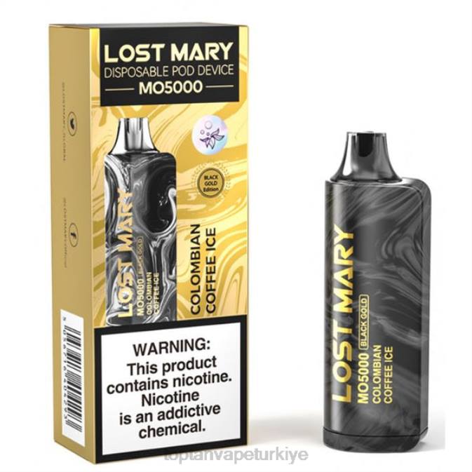 toptan Vape - Kolombiyalı kahveli buz 86VR344 LOST MARY MO5000 siyah altın 10ml