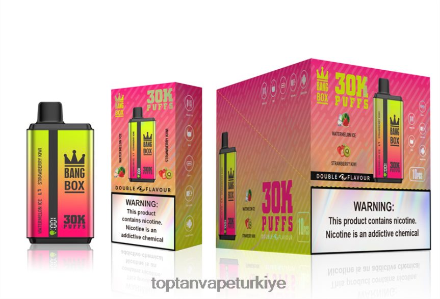 Bang Box 30000 puf çift tat 4N0B4D62 - Elektronik Sigara Toptan Satış karpuzlu buz ve çilekli kivi