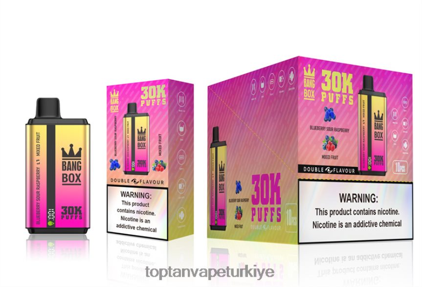 Bang Box 30000 puf çift tat 4N0B4D66 - Türkiye\'De Vape yaban mersini ekşi ahududu ve karışık meyve