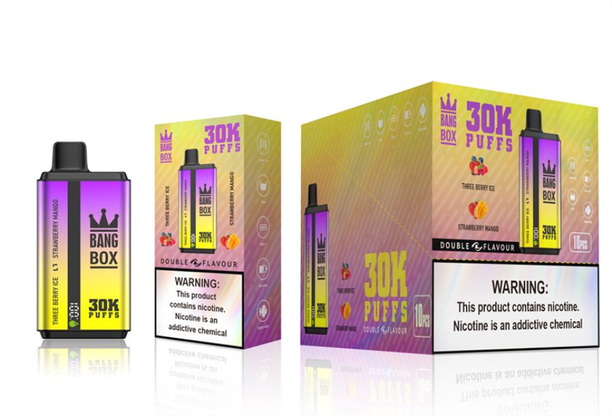 Bang Box 30000 puf çift tat 4N0B4D67 - Türkiye Vape Fiyatları üç meyveli buz ve çilekli mango