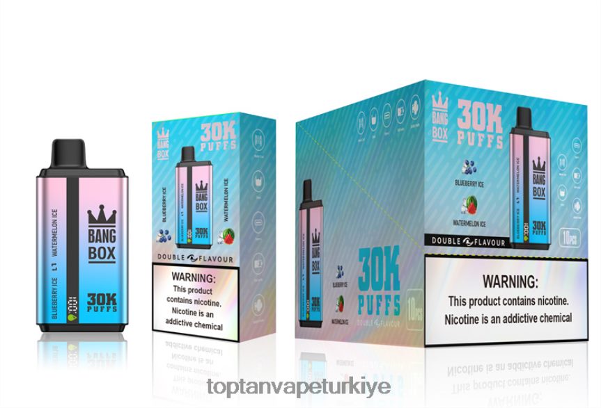Bang Box 30000 puf çift tat 4N0B4D69 - Elektronik Sigara Toptan Satış yaban mersinli buz ve karpuzlu buz
