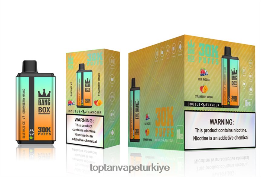 Bang Box 30000 puf çift tat 4N0B4D73 - Türkiye'De Vape mavi razz buz ve çilekli mango
