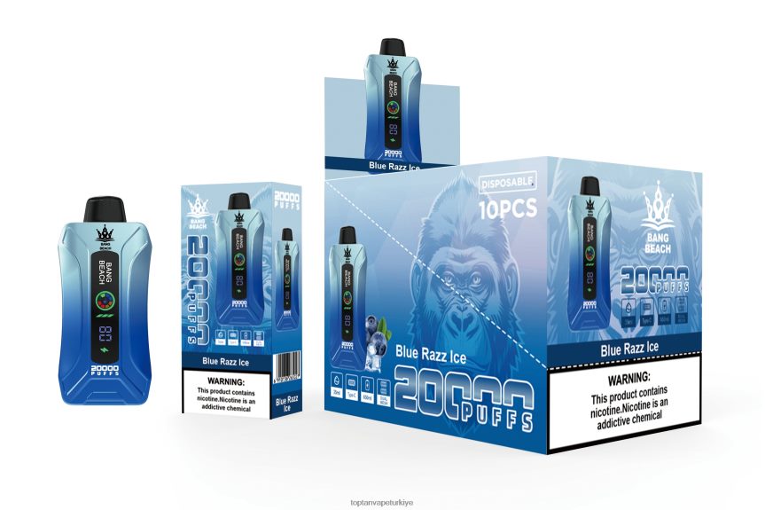 Bang Beach 20000 nefes akıllı ekran vape 4N0B4D11 - Toptan Vape mavi razz buz