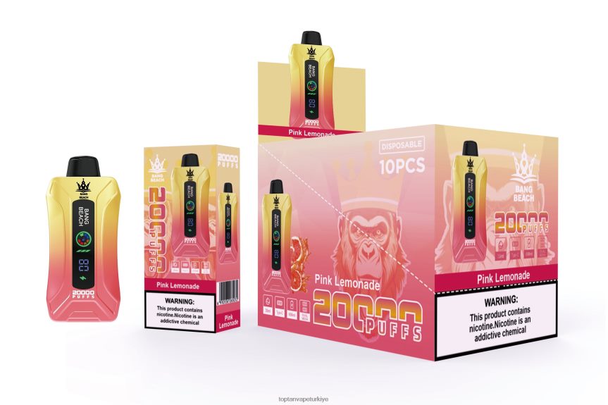 Bang Beach 20000 nefes akıllı ekran vape 4N0B4D4 - Toptan Vape pembe limonata
