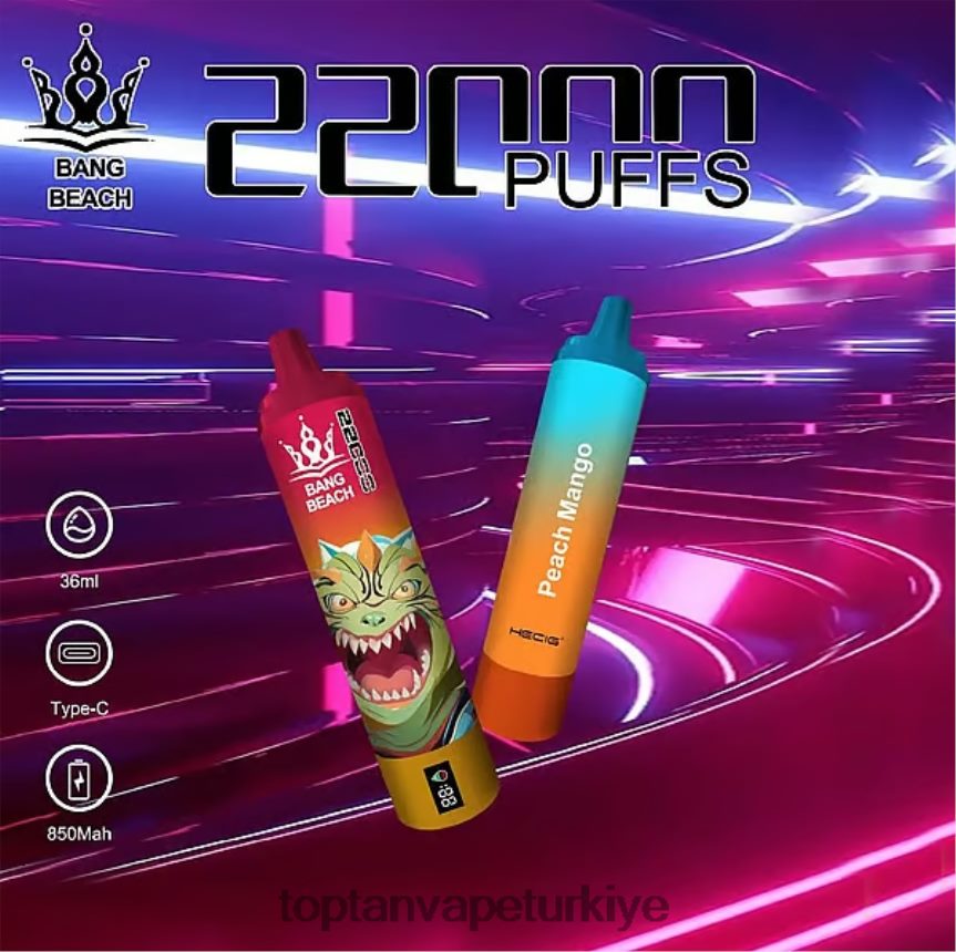 Bang Beach 22000 nefeslik akıllı ekran 4N0B4D24 - Vape Toptan Satış şeftali mango