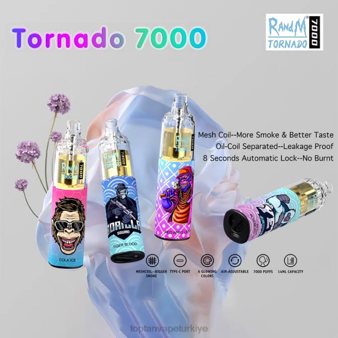 elektronik sigara toptan - tek kullanımlık 86VR1 RandM Tornado 7000 %5