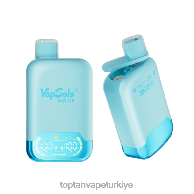 Toptan Vape Türkiye 26406121 Vapsolo TWINS tek kullanımlık elektronik sigara yaban mersinli buz ve gazlı kiraz