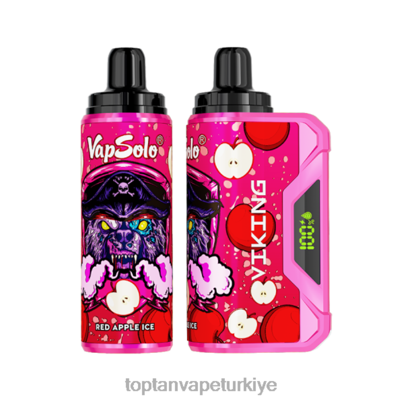 Vape Türkiye 26406136 Vapsolo VIKING tek kullanımlık elektronik sigara kırmızı elmalı buz