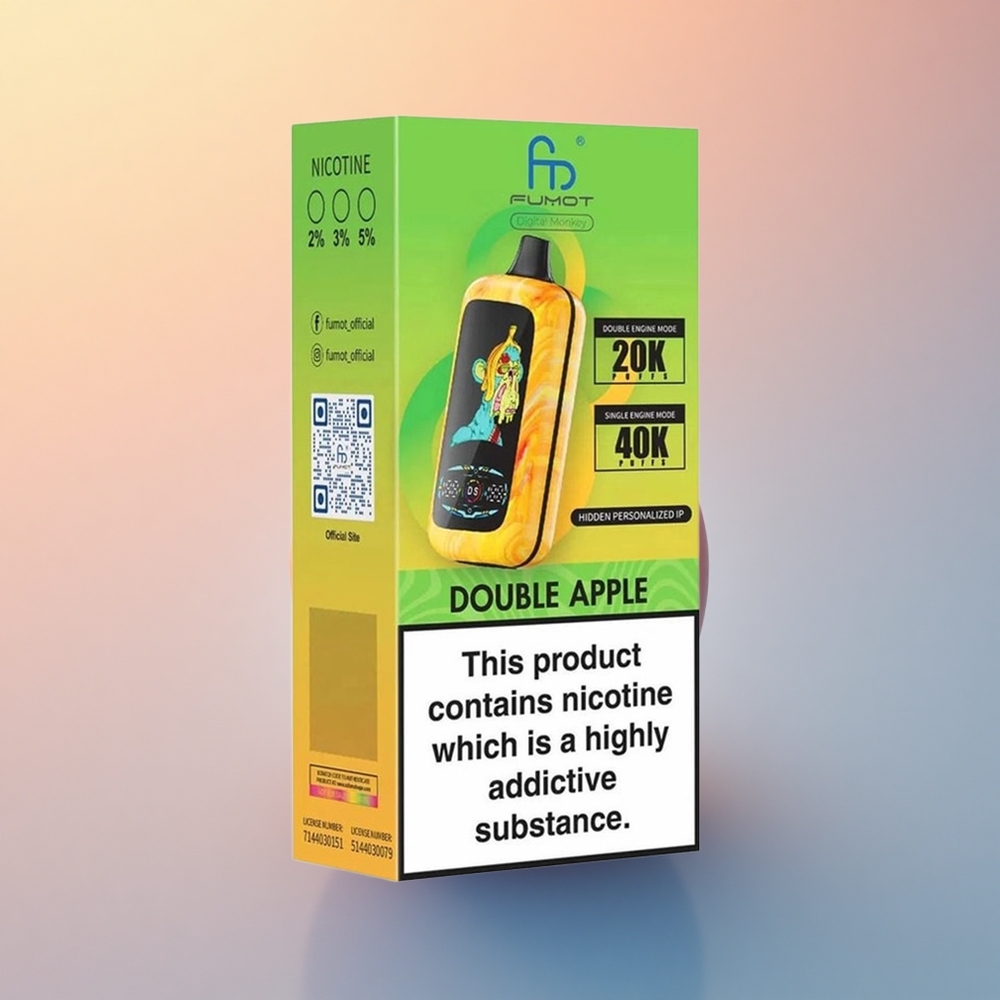 Fumot Digital Monkey 20000/40000 Puffs Elma İkili Dual Mesh Coil 850 mAh Nikotin %5