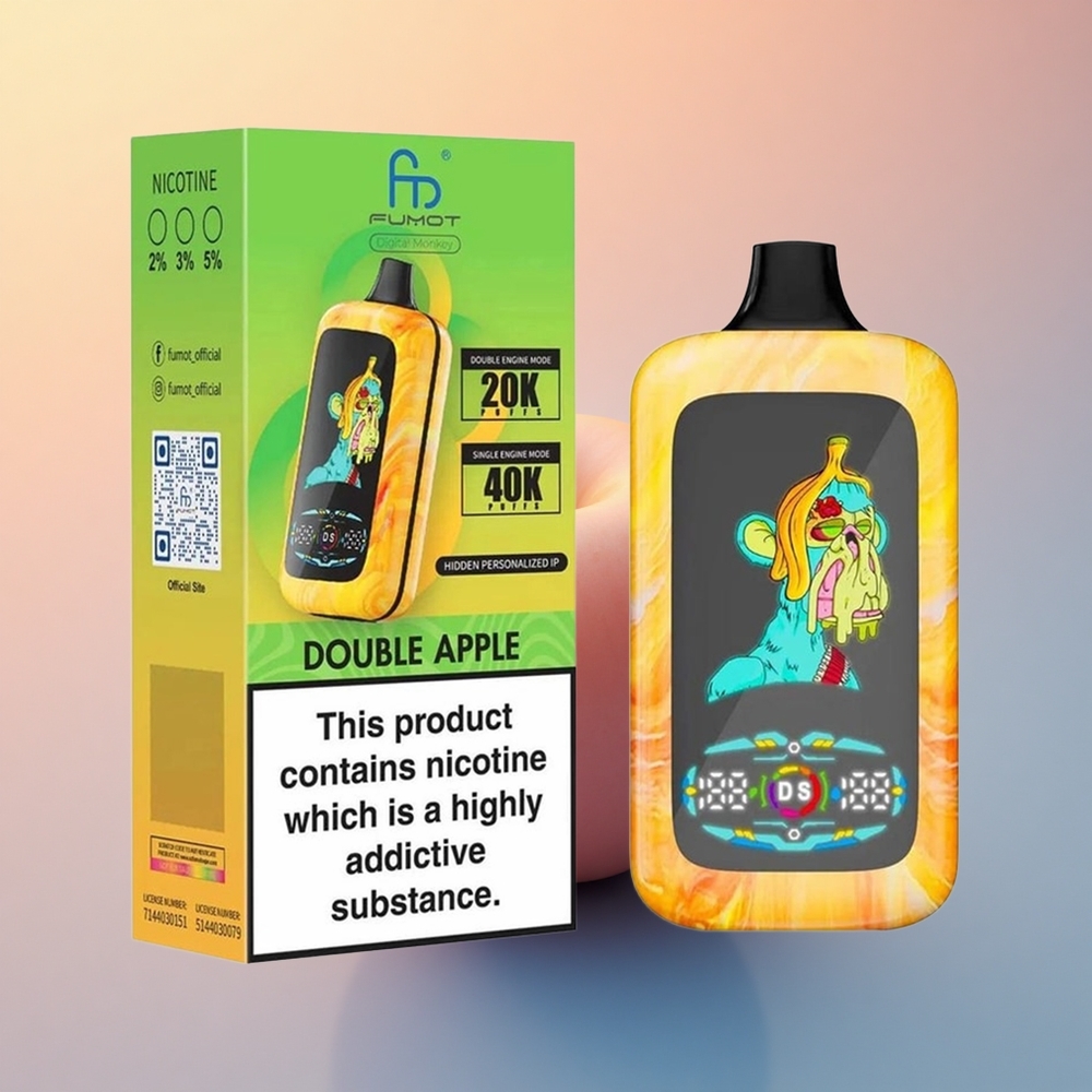 Fumot Digital Monkey 20000/40000 Puffs Elma İkili Dual Mesh Coil 850 mAh Nikotin %5