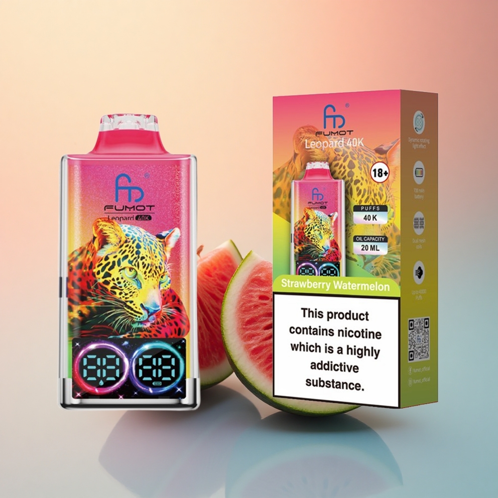 Fumot Leopard 40K Puffs Çilek Karpuzu %5 Nikotin 700mAh Çift Mesh