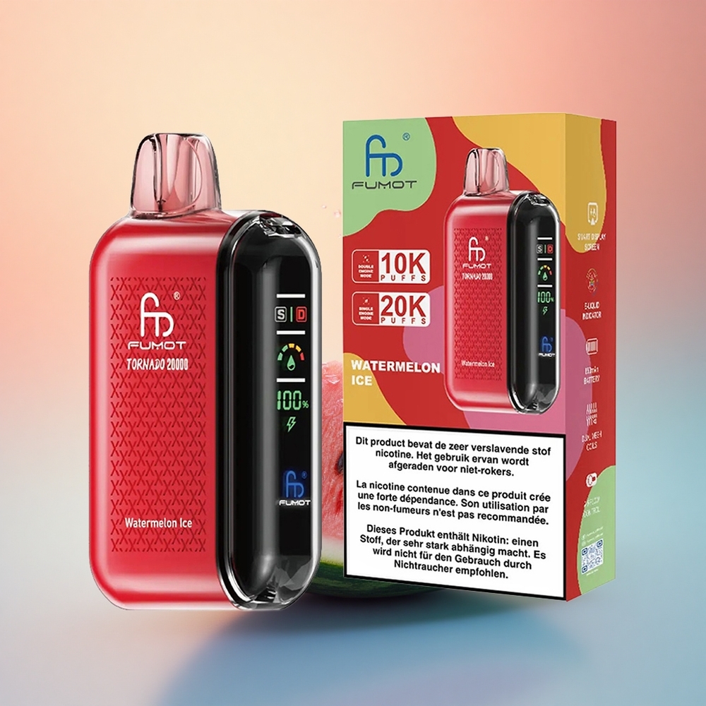 Fumot Tornado 20000 Puffs Karpuz Buz Dual Mesh Akıllı Ekranlı 850mAh