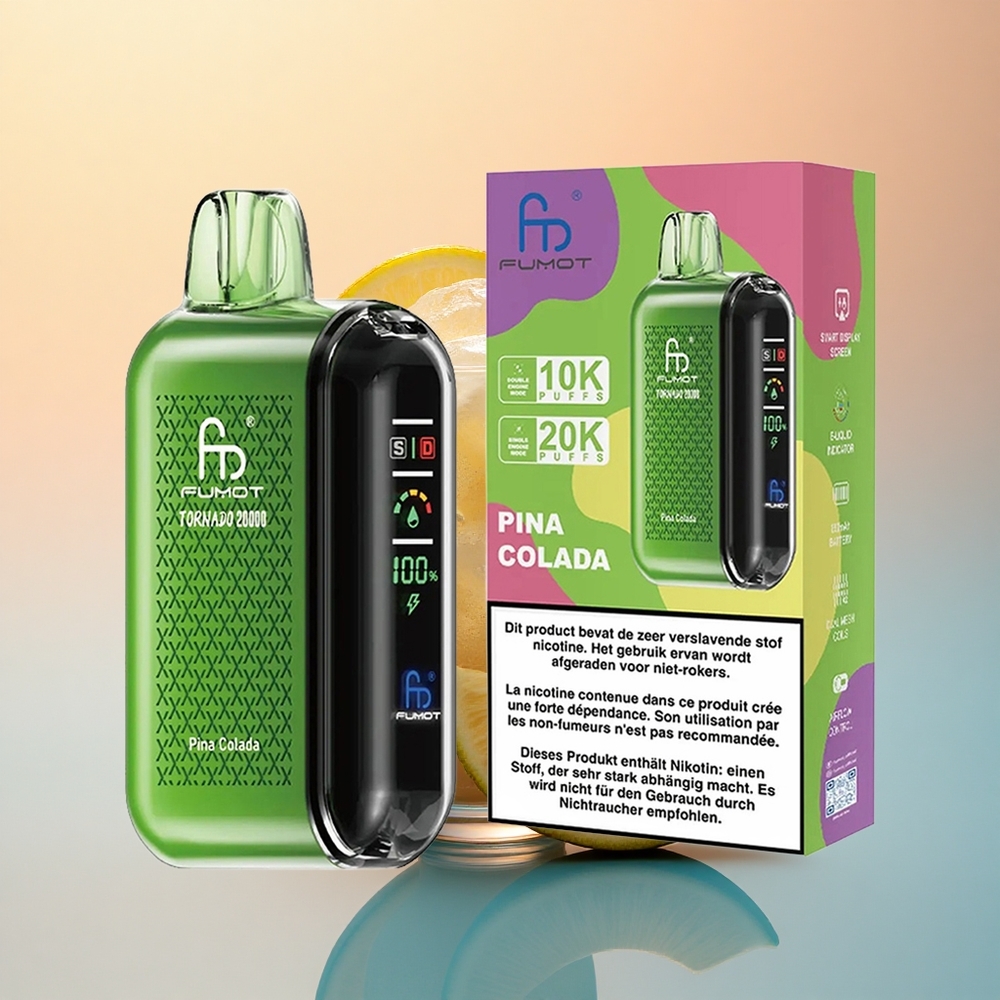 Fumot Tornado 20000 Puffs Pina Colada Çift Örgül Bobinli 850mAh Akıllı Ekran