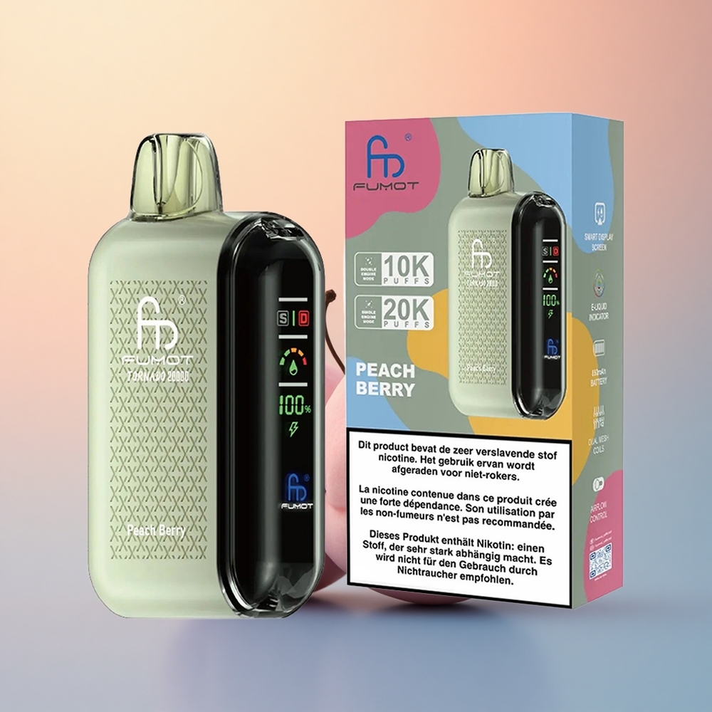 Fumot Tornado 20000 Puffs Şeftali Meyveli Dual Mesh Akış Kontrollü 850mAh