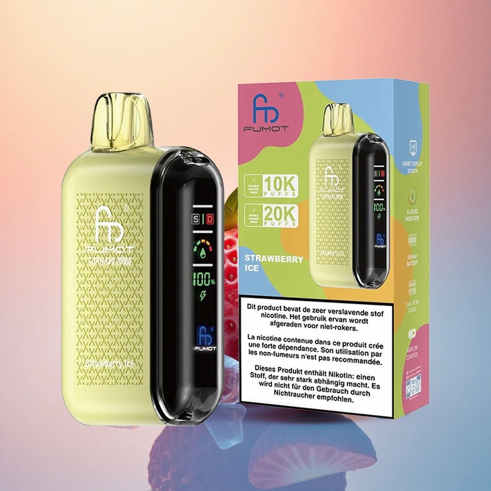 Fumot Tornado 20000 Puffs Çilek Buz 20ml 850mAh 2% Nikotin