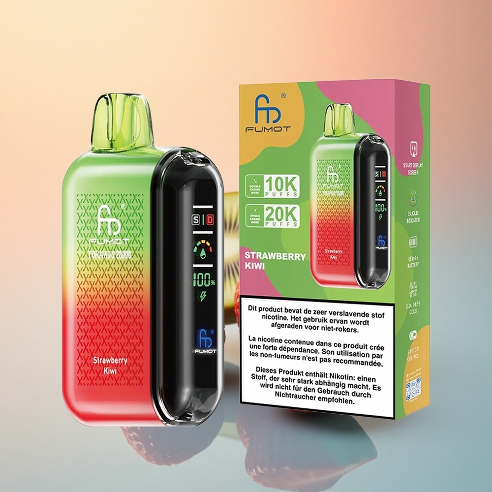 Fumot Tornado 20000 Puffs Çilek Kivi 850mAh Dual Mesh