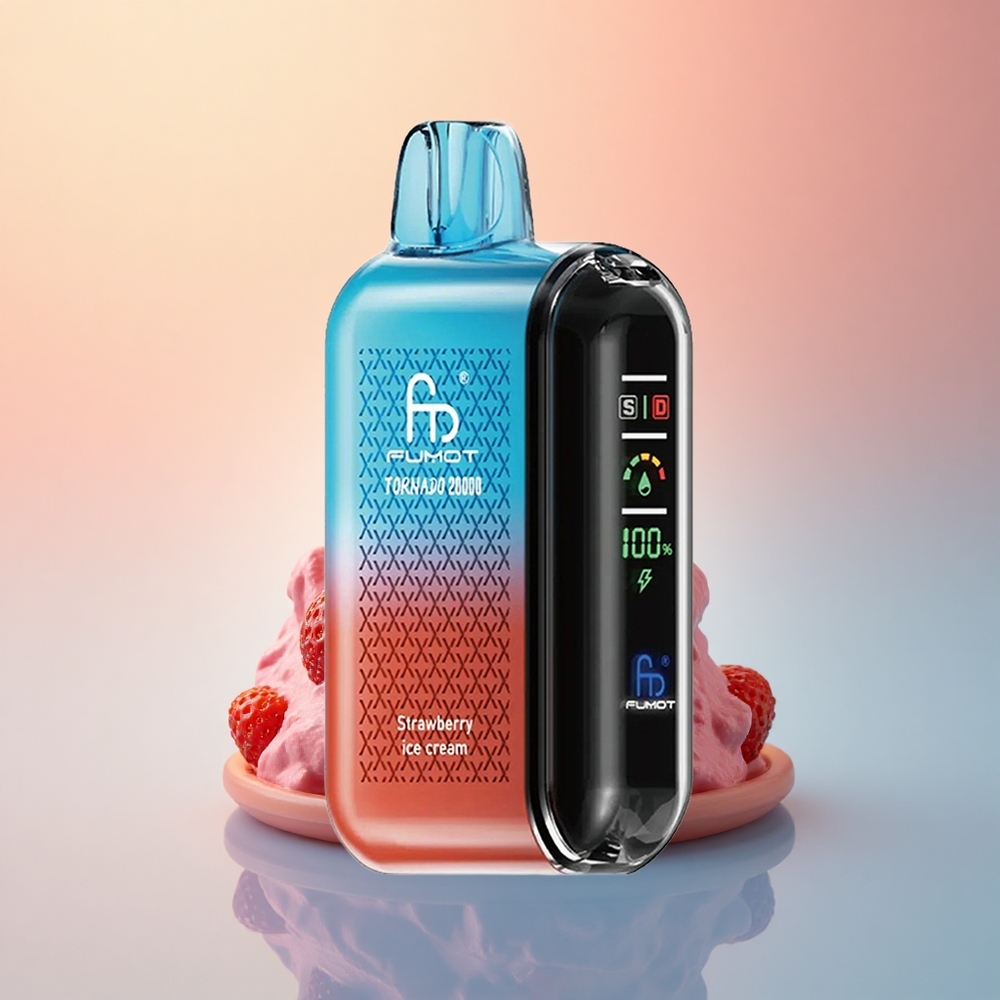 Fumot Tornado 20000 Puffs Çilekli Dondurma 850mAh Dual Mesh Coil