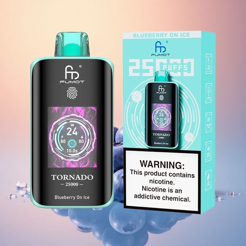 Fumot Tornado 25000 Puffs Buz Üstünde Yabanmersini HD Ekran 700mAh