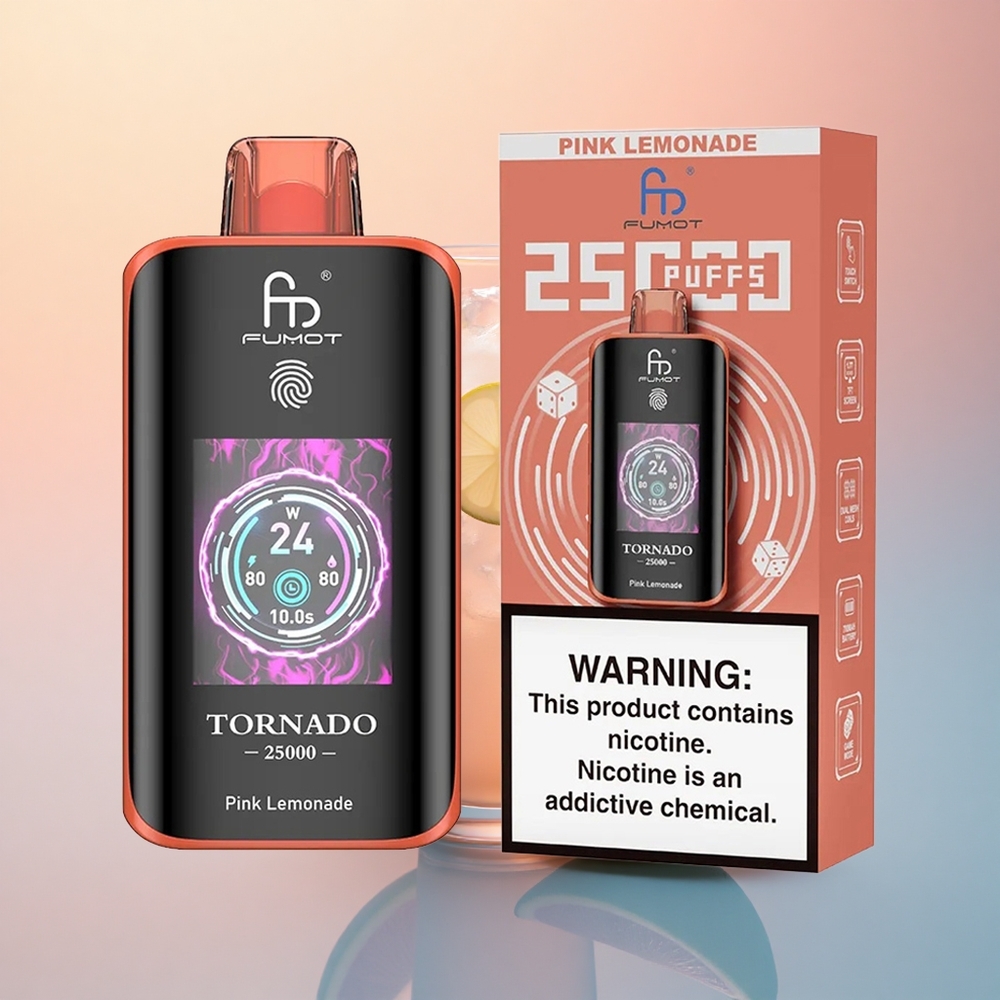 Fumot Tornado 25000 Puffs Pembe Limonata HD Ekran 700mAh 20ml