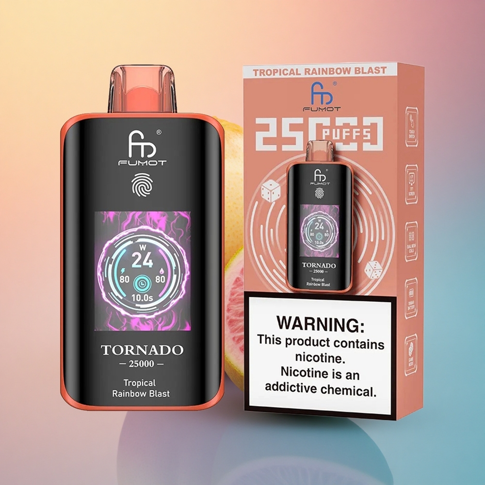 Fumot Tornado 25000 Puffs Tropik Gökkuşağı Patlaması 700mAh 20ml Nikotin