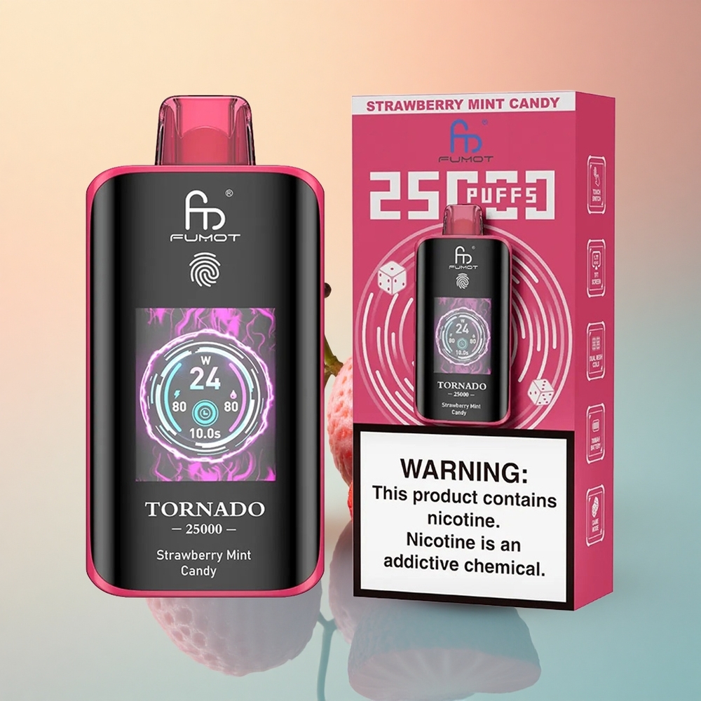 Fumot Tornado 25000 Puffs Çilek Naneli Şeker 700mAh 20ml Nikotin