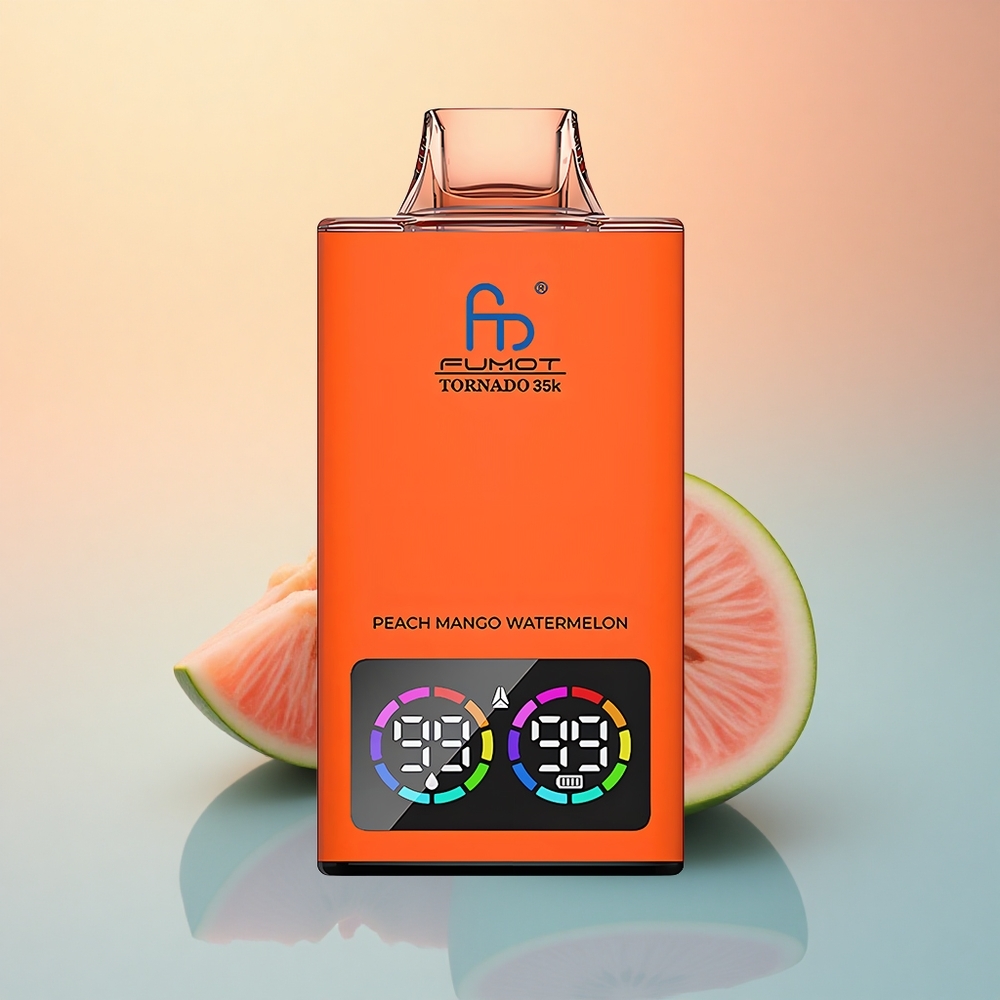 Fumot Tornado 35000 Puffs Şeftali Mango Karpuz Çift Örgül Bobin 15ml USB-C 700mAh