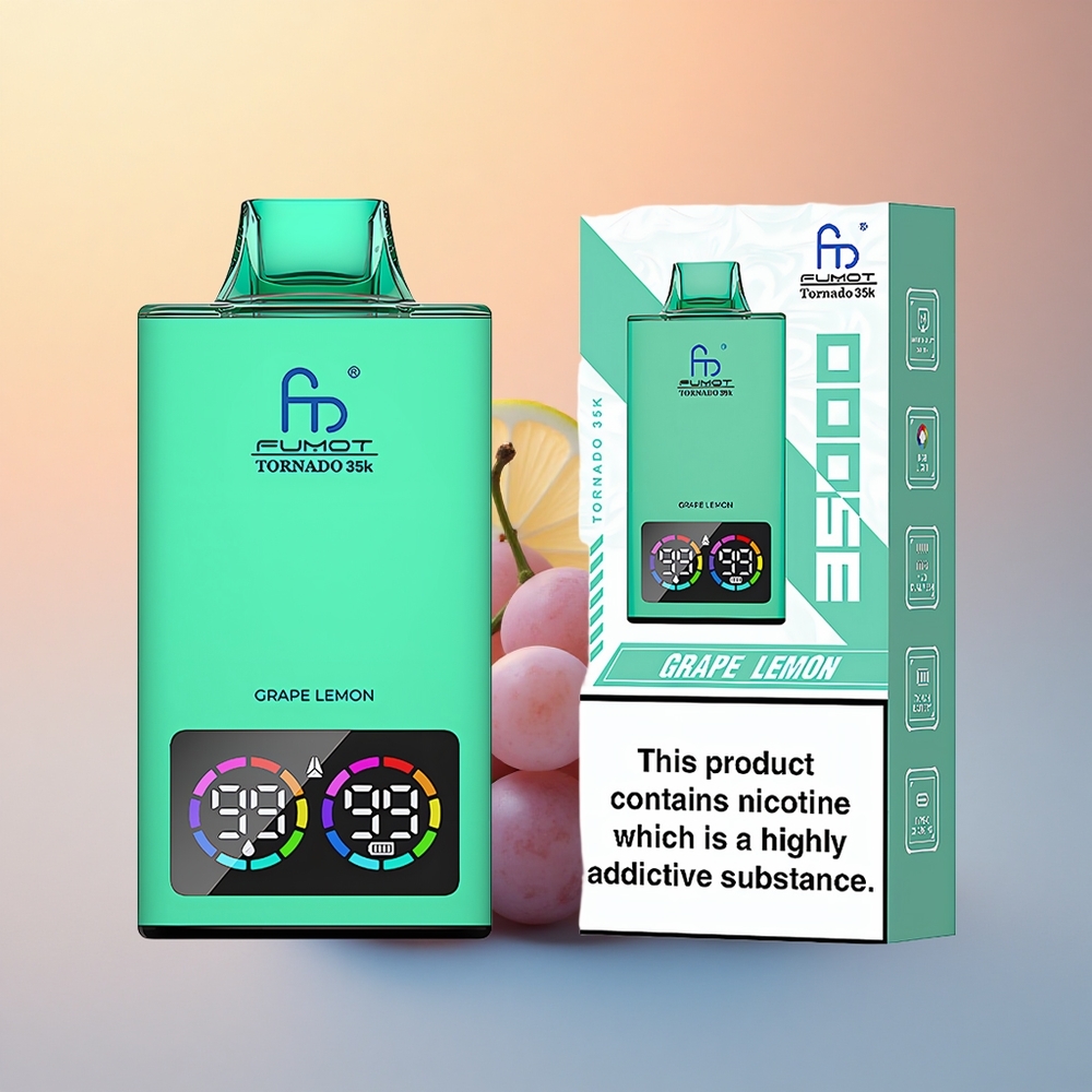Fumot Tornado 35000 Puffs Üzüm Limon Dual Mesh Coil 700mAh USB-C Hızlı Şarj