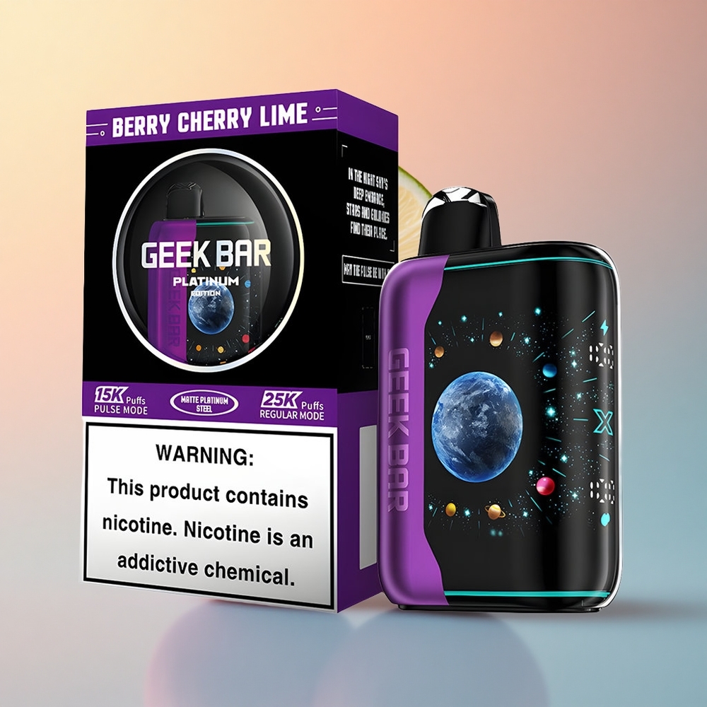 GEEK BAR Platinum Edition 25000 Puffs Çilek Kiraz Limon 2% Nikotin Çift Örgül Seramik