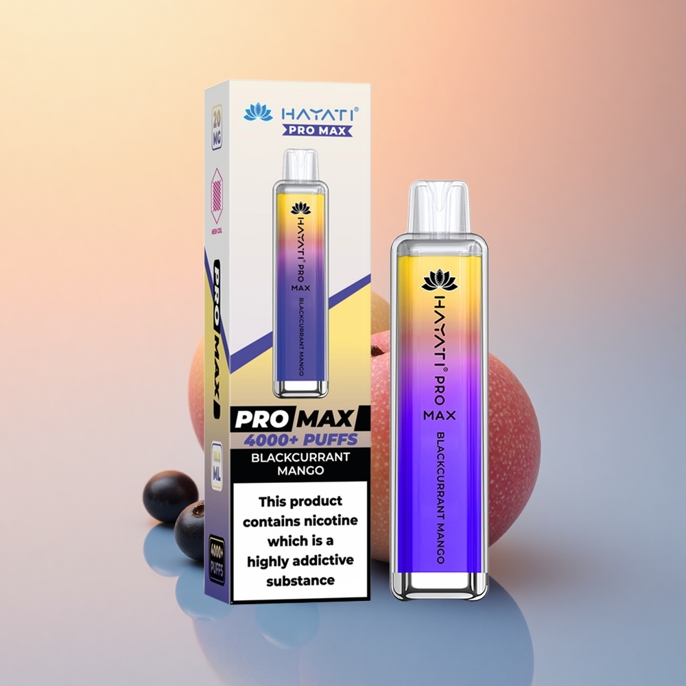Hayati Pro Max 4000 Puffs Siyah Frenk Üzümü Mango 1400mAh Çift 1.1 Ohm Mesh Bobin