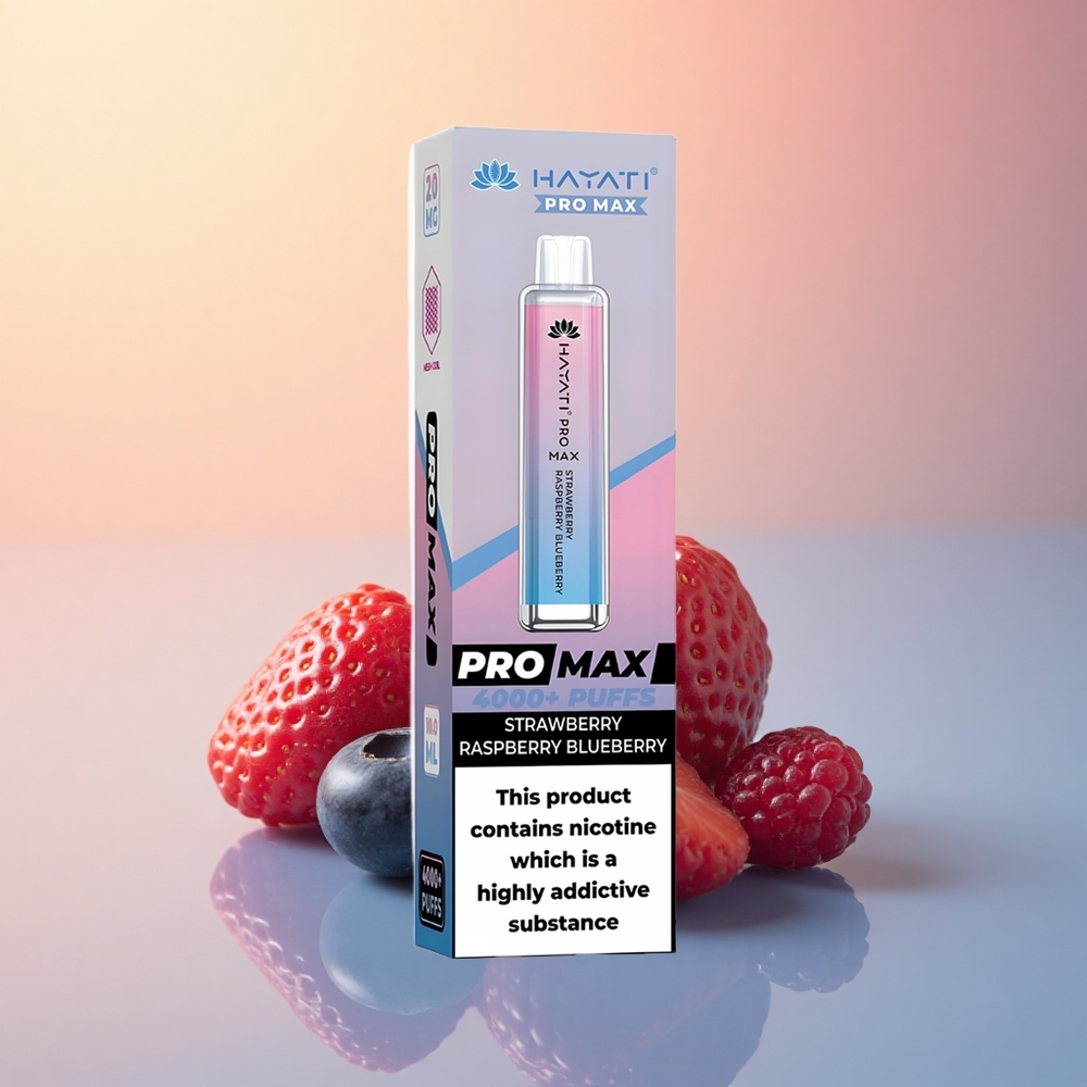 Hayati Pro Max 4000 Puffs Çilek Ahududu Yaban Mersini 1400mAh Şarj Edilebilir
