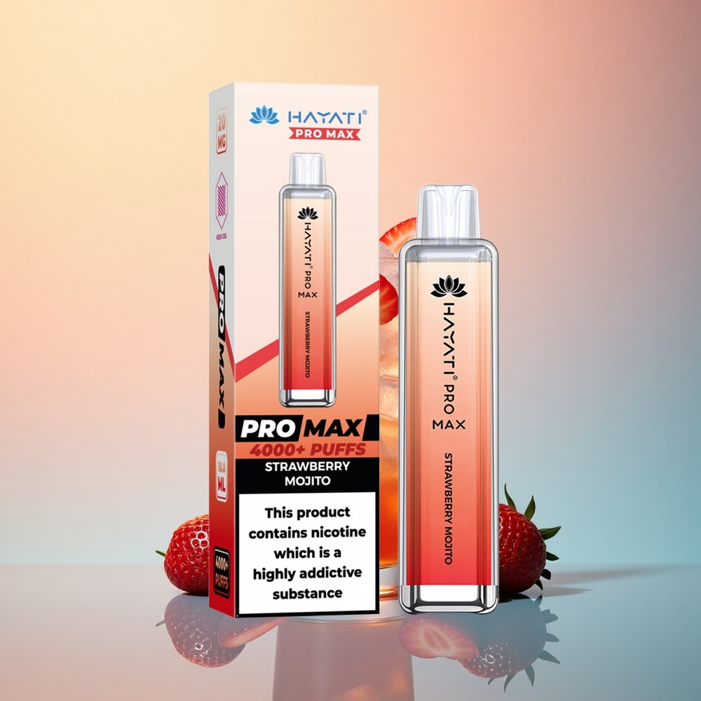 Hayati Pro Max 4000 Puffs Çilek Mojito 1400mAh Şarj Edilebilir 2ml